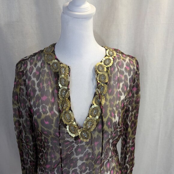 Trina Turk LA Size Small Sheer 100% Silk Top - Picture 2 of 12